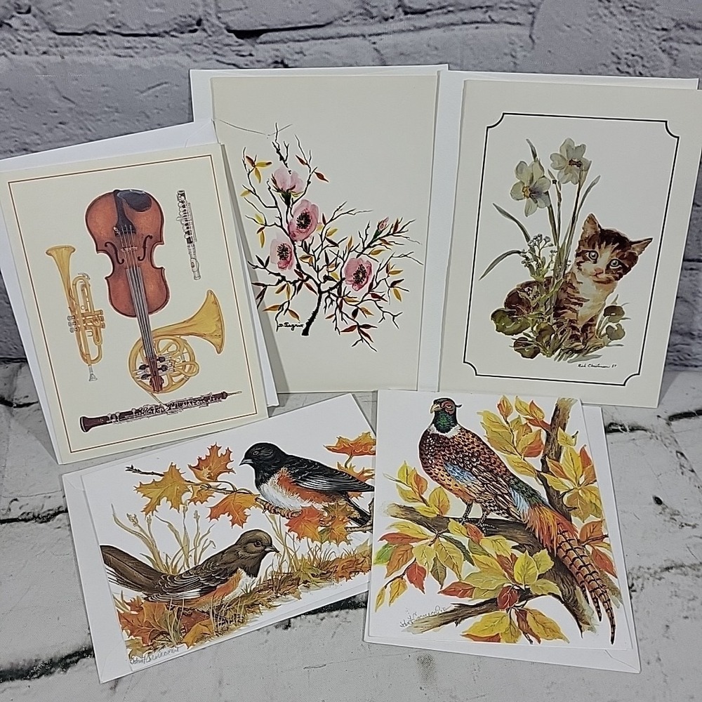 Vintage Unused Greeting Cards Notecards Lot Of 5 Blank Inside All Different New